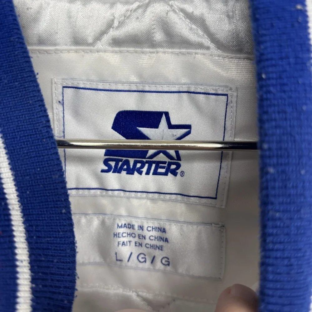 Philadelphia 76ers Sixers Satin Starter Jacket Mens Large Snap Close White
